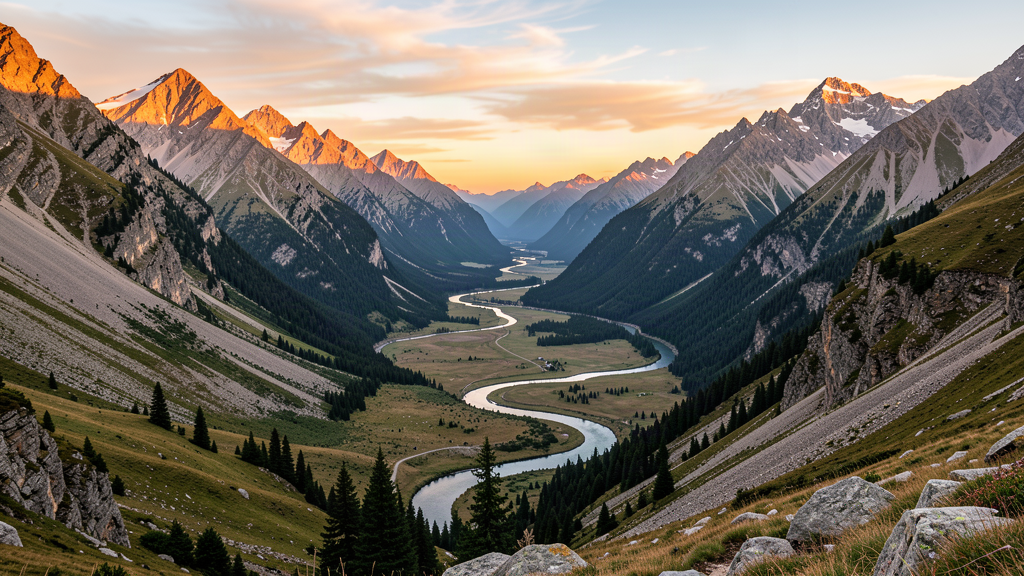 Mountain ridge at golden hour